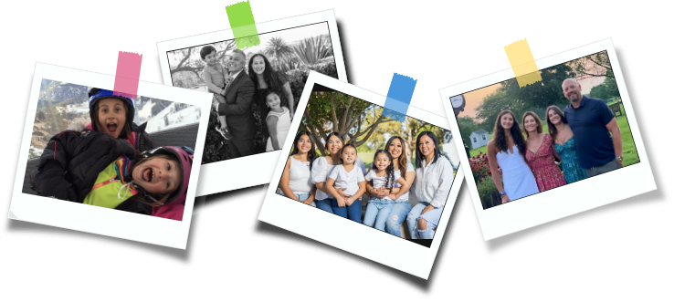 Collage of photos of families